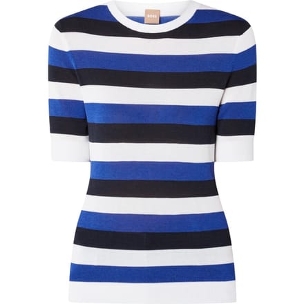 Boss Dames/Dames Streep Top (Blauw/Wit/Zwaar)