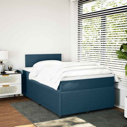 vidaXL - Boxspring - met - matras - fluweel - blauw - 120x190 - cm