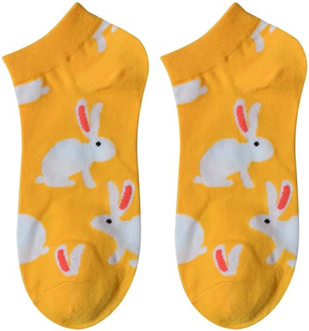 Clayre & Eef Grappige Sokken one size Geel Polyester Konijn
