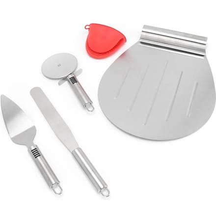 Pizza Spatel 5PCS Roestvrijstalen Blad Polijstproces Pizza Schep Pizza Snijgereedschap white