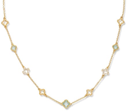 Collier 55cm Bloem Blauw CZ 925GP