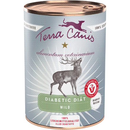 6x 400g Terra Canis Alimentum Veterinarium Diabetic Diet Wilde Hondenvoer Nat