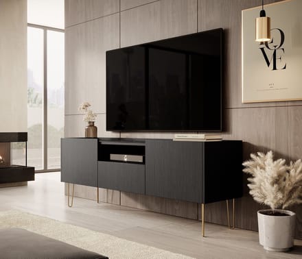 Meubella - TV-Meubel Hacienda - Zwart - 144 cm