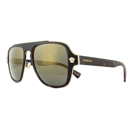 Versace Zonnebril VE2199 12524T Donker Havana Donker Grijs Mirror Goud