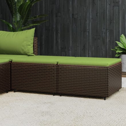 vidaXL - Voetensteunen - 2 - st - met - kussens - poly - rattan - bruin