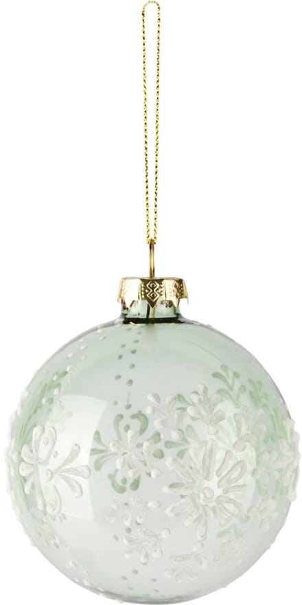 Dekoratief | Hanger bal m/bloemen, groen/wit, glas, 8x8x8cm | A255280