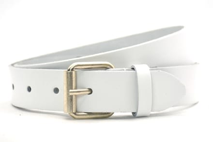 Leren kinderriem wit 3 cm breed - Witte Kinder riem - Echt Leer - Maat: 75 - Totale lengte riem: 90cm