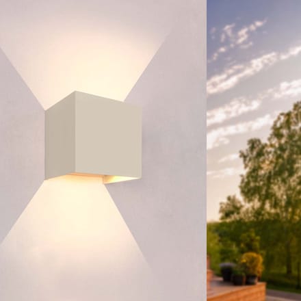 Ledvion - LED Wandlamp Buiten Tweezijdig, 3W, 3000K, IP54, Dimbaar, Beige