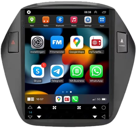 Carplay autoradio geschikt voor Hyundai ix35 | 2009 t/m 2015 | Android 13 | Draadloos Apple Carplay & Android Auto | 2GB + 32GB | Tesla Style | 8-Core processor | Davilon | 2025 model | 2009 2010 2011 2012 2013 2014 2015 | Bluetooth & Wifi