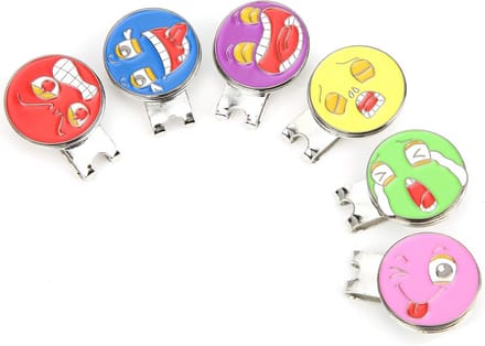 Golfbal Markers en Cap Clips Set - 6 Stuks Metalen Markeringen met Hoofdbandclip