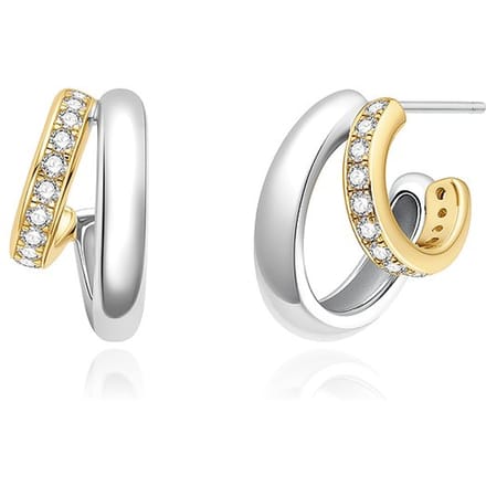 2-T Sparkling Stud Hoop Earrings E