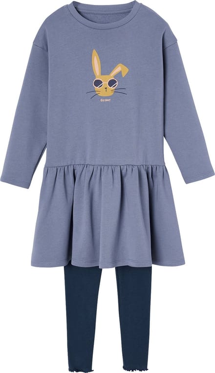 Vertbaudet Jurk van fleece en legging van ribstof meisjes