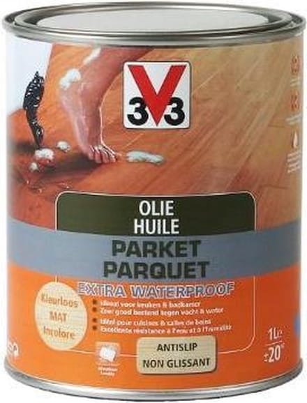 V33 Hardwaxolie Parket Extra Waterproof Transparant Mat 1l