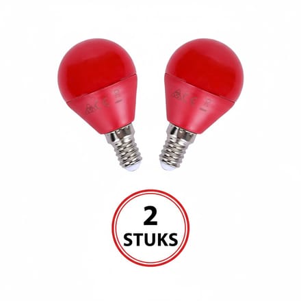 G45 kogellamp 2 stuks | E14 LED lamp 4W=30W gloeilamp | rood licht