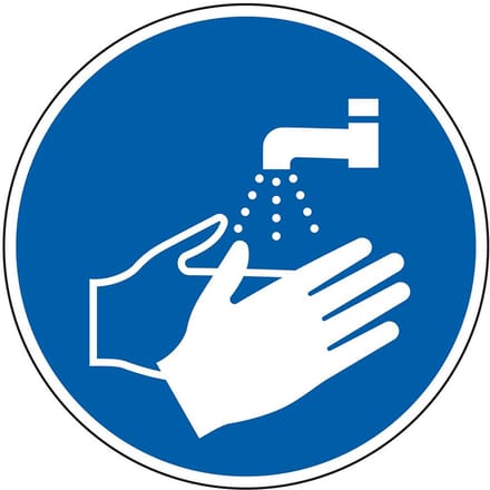 Handen wassen verplicht bord - kunststof - M011 150 mm