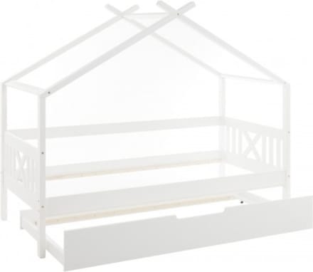 Huisbed - 90x200 cm - met logeerbodem - wit