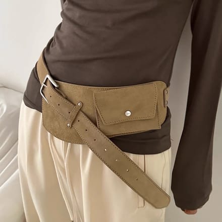 Suède Riem met Tas Dames - Cognac Bruin Decoratieve Ceinturtasje - Modieus Accessoire