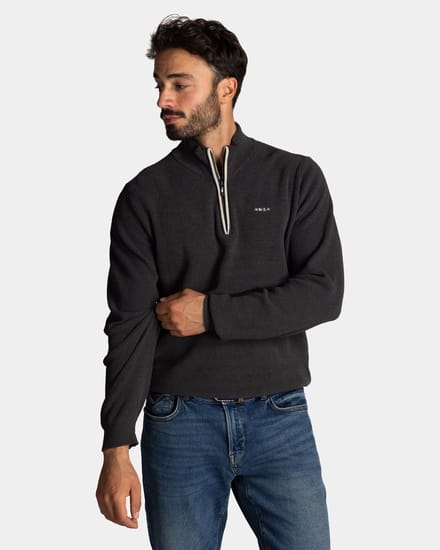 NZA - Ecru polyester half zip trui