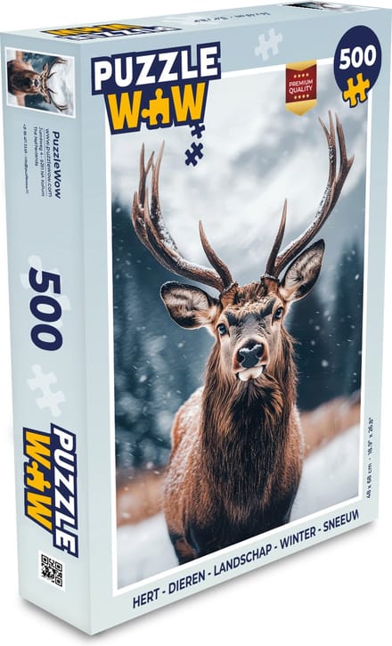 Puzzel Hert - Dieren - Landschap - Winter - Sneeuw - Legpuzzel - Puzzel 500 stukjes