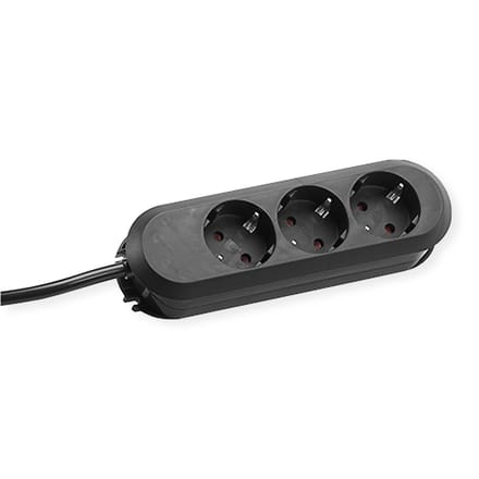 BACHMANN SMART stekkerdoos 3x geaard contact, zwart, 3 m