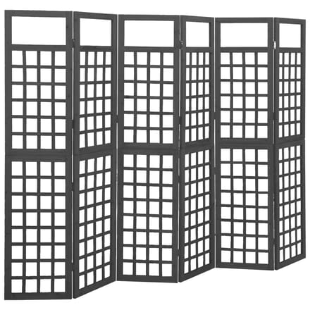vidaXL - Kamerscherm/trellis - met - 6 - panelen - 242,5x180 - cm - vurenhout - zwart