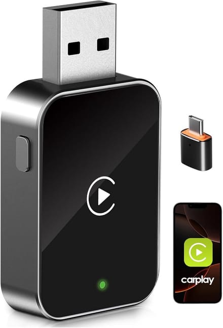 Draadloze Carplay-adapter voor CarPlay, converteren van bekabeld naar draadloos met USB & Type-C