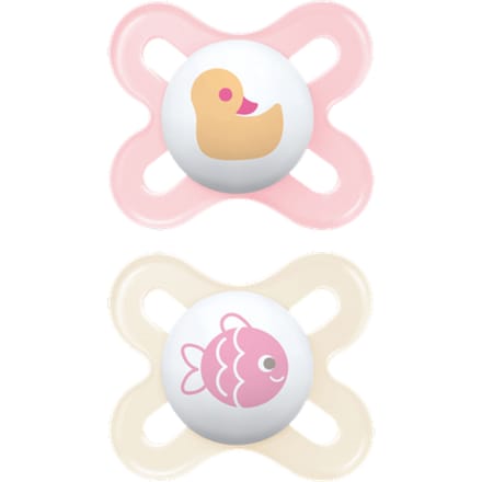 MAM Start Pink Cute Duck & Fish Design 0–2M Fopspeen – 2 stuks