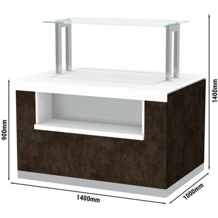 GGM Gastro Buffettheke kalt PRAG - 1400mm - mit Kühlplatte Bruin / Wit