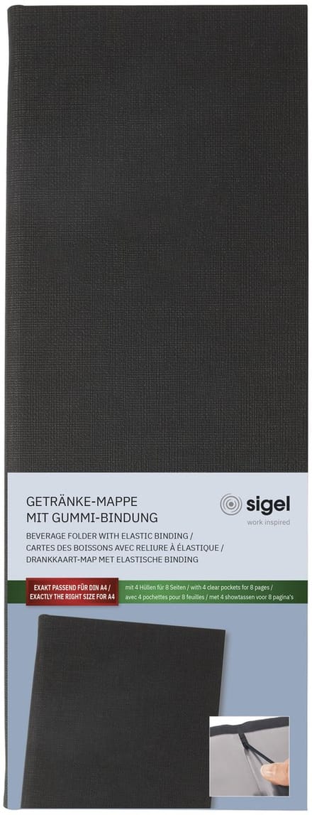 Sigel drankenmap formaat 1/2 A4 smal voor 8 bladen zwart
