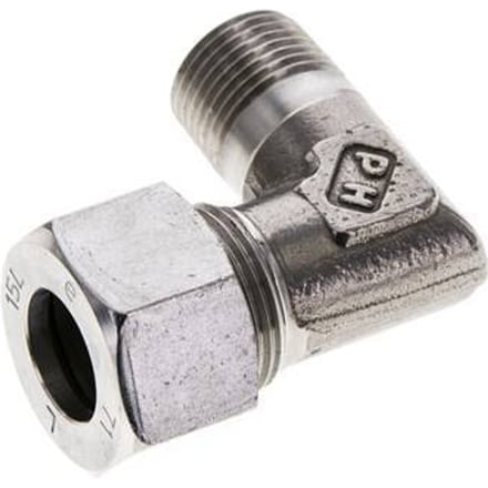 15L & M18x1.5 (con) RVS L-Vorm Snijringkoppeling Buitendraad 315bar ISO 8434-1