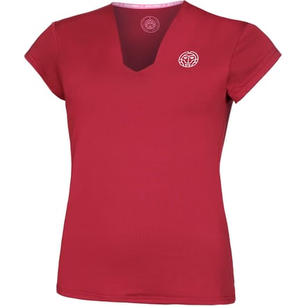 BIDI BADU Bubble V-Neck T-shirt Dames-Rood