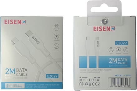 EISENZ EZ029 USB-C naar USB-C Kabel 2 Meter – Snellaad & Data Kabel voor iPhone 15, Samsung, Tablets en USB-C Apparaten