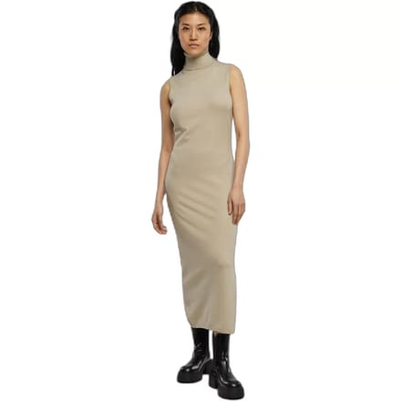 Urban Classics - Knitted Eco Viscose Turtleneck Lange jurk - M - Beige