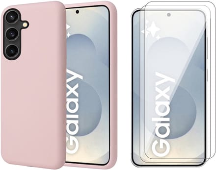 Hoesje geschikt voor Samsung Galaxy S25 Plus - 2x Screenprotector Glas - Mat Back Case Roze
