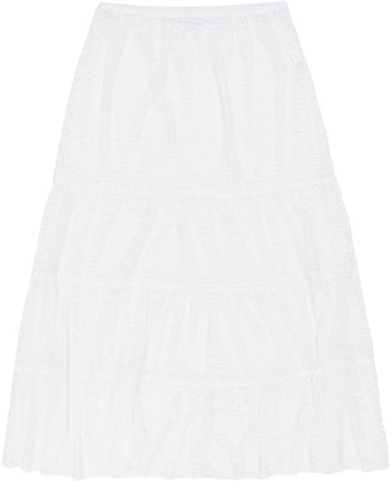Studio Untold - Dames - Kanten-maxirok A-lijn elastische tailleband volants - Off-white - Maat 54+
