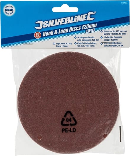 Silverline Schuurschijven - Ø 125 mm - Korrel 80 - Klittenband - 10 stuks