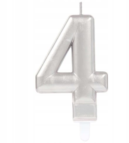 Zilveren Kaars Cijfer 4 Sparkling Celebrations - 9.3 cm