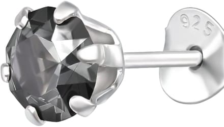 Silberne Runde 5 mm Oorbellen mit Kristallen