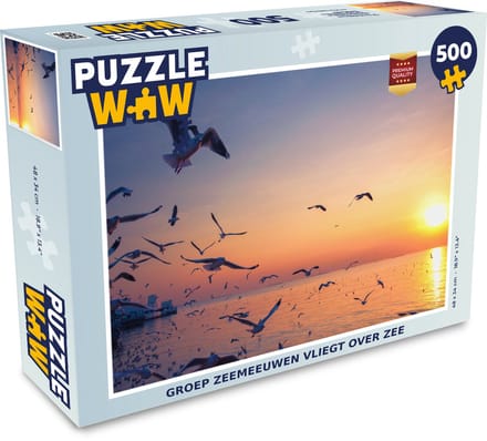 Puzzel Meeuwen - Zee - Zonsondergang - Legpuzzel - Puzzel 500 stukjes