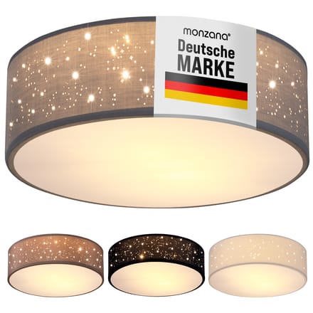 Plafondlamp – Sterrenhemel – Rond - Ø 38cm – 40 Watt - Stof -Grijs