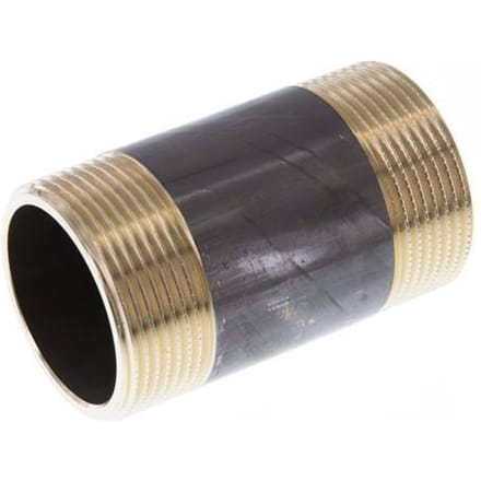 G 1 1/2'' Messing Dubbele Pijpnippel 16 Bar DIN 2982 - 80mm - FL2S-M-B-112G-80L