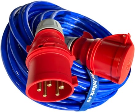 30 Meter 5-aderige Blauwe Rubberen Verlengkabel 2,5mm² IP44 voor Bouwplaats en Industrie