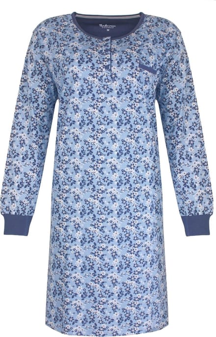 Tenderness Dames Nachthemd - Katoen - Indigo Blauw - Maat L