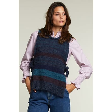 River Woods Burgundy Blue Striped Crew Neck Sweater Größe: S | Strickpullover Outlet | Damen | Blau