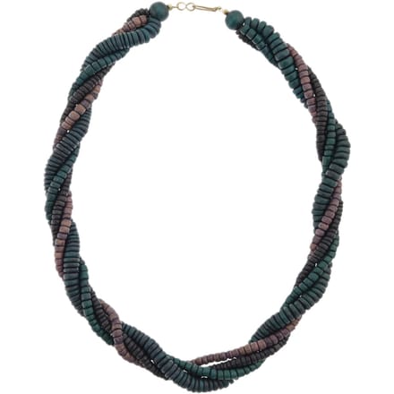 Behave – Gedraaide kokos ketting – 55 cm – Diepgroen en mauve tinten