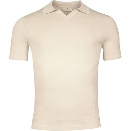 Thomas Maine Polo Single Knit Garment Dye Light Stone Wash No Buttons Collar Kitt / male