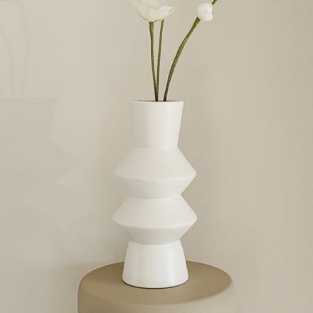 Indore Home - Vaas Evi - Bloemenvaas - Woonkamer decoratie - angular - Vaas Wit - Large