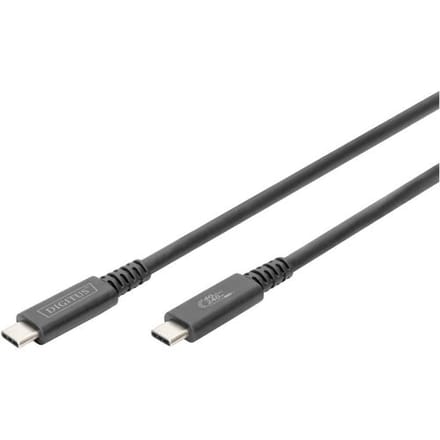 Digitus AK-300343-008-S USB-kabel USB 4.0 USB-C stekker, USB-C stekker 0.80 m Zwart Flexibel, Afgeschermd, Met USB