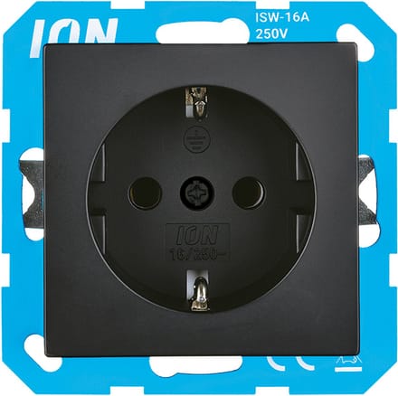 ION Industries V1/J1 contactdoos inbouw - 1-voudig - randaarde - 71 x 71 x 32 mm - mat zwart