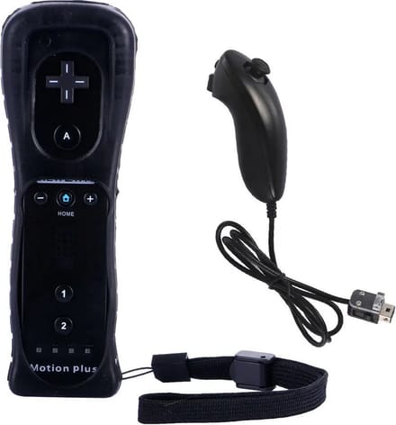 WiseGoods Premium Remote Controller + Nunchuk Voor Nintendo Wii / Wii U (Motion Plus) - Controllers - Accessoires Gamen - Zwart